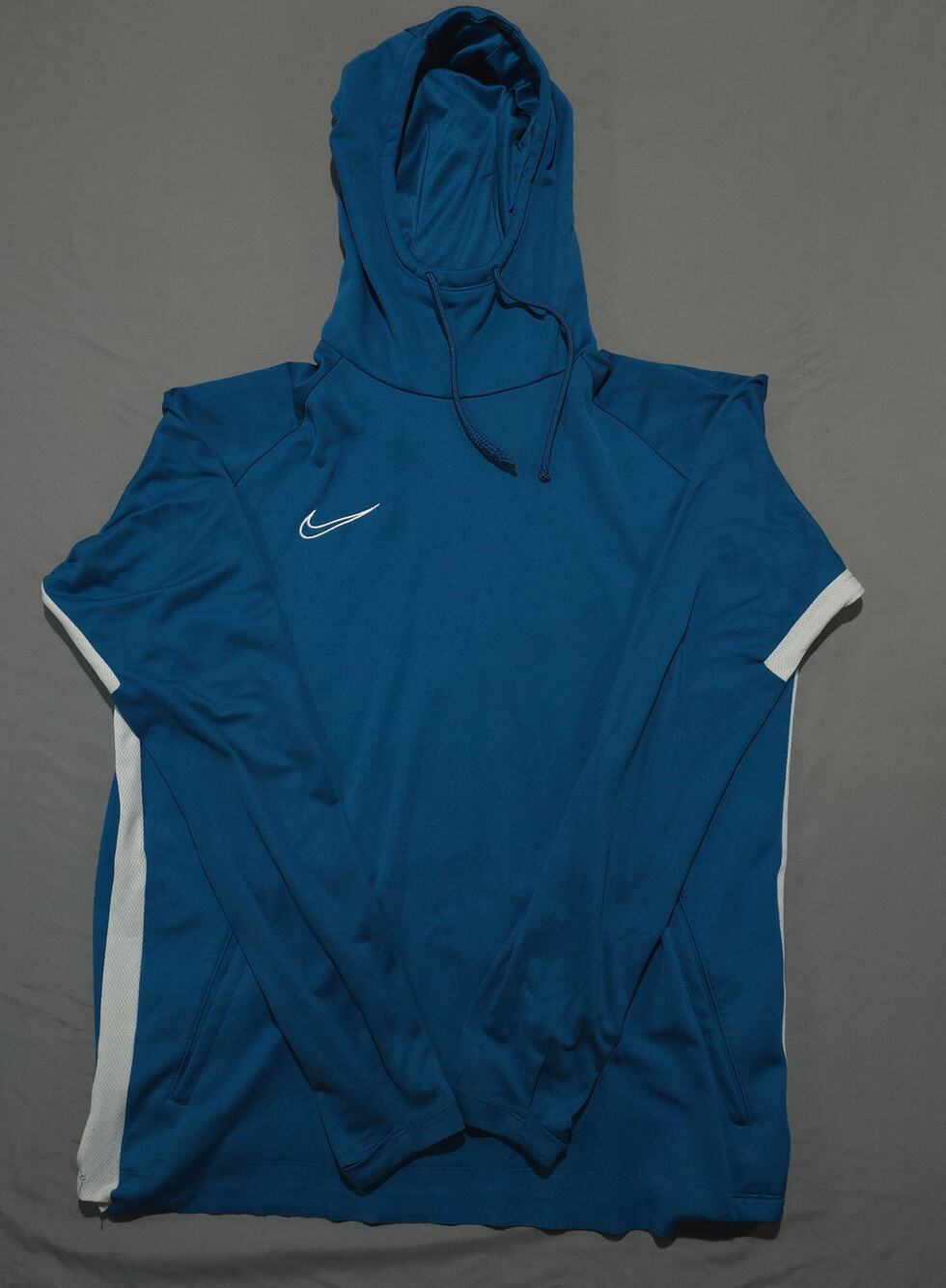 Nike Mens L Dri-Fit Blue Hooded Pullover Soccer Training Hoodie Flaws